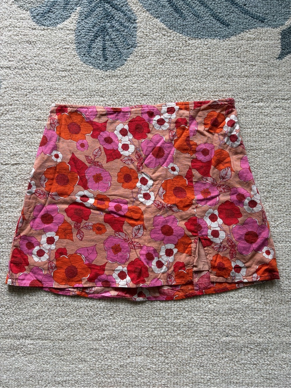 Urban Outfitters Floral A-Line Mini Skirt in Pink & Orange